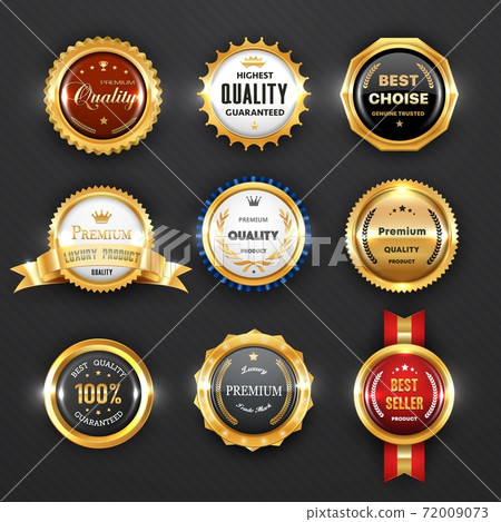 Gold badges, labels of premium quality, business 72009073