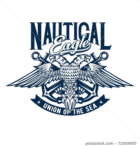 Tshirt print with two headed eagle and anchors 72009095