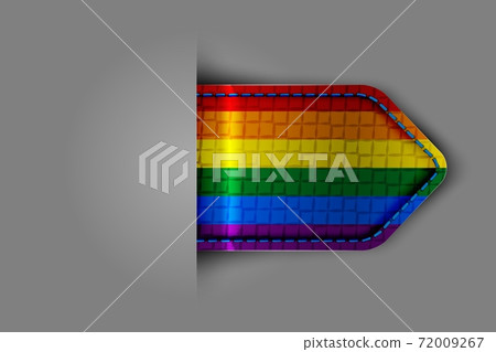 Gay pride flag in the form of a glossy textured label or bookmark. 72009267