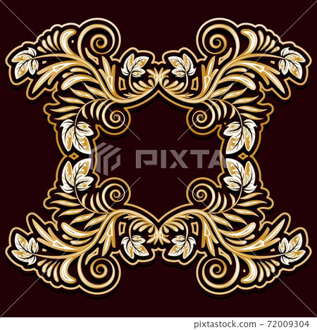 Gold frame of leaves on a dark background. Gold frame of leaves on a dark background. 72009304