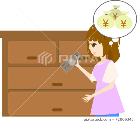一位家庭主婦偷偷存錢的插圖 72009343