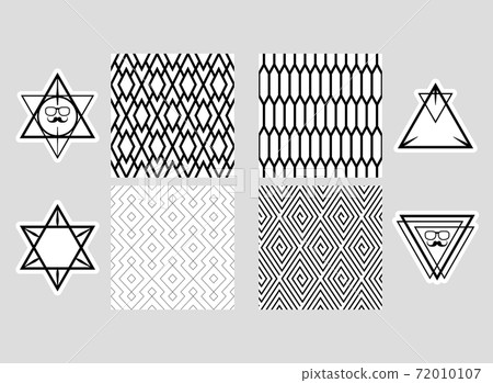 Set of seamless patterns and collection of design elements, labels,icon, for packaging,design of elite products. Monochrome and isolated. Set of seamless patterns and collection of design elements, labels,icon, for packaging,design of elite products. Monochrome and isolated. 72010107