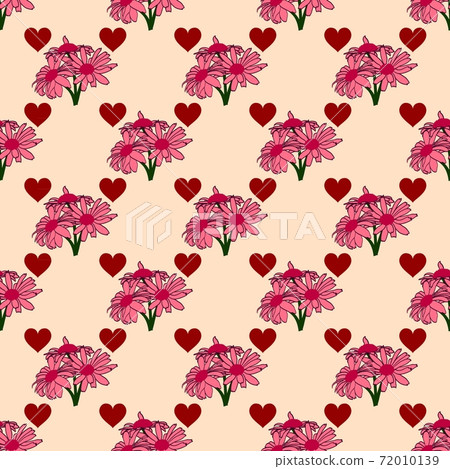 Pink seamless pattern with bouquets of flowers... - Stock Illustration ...