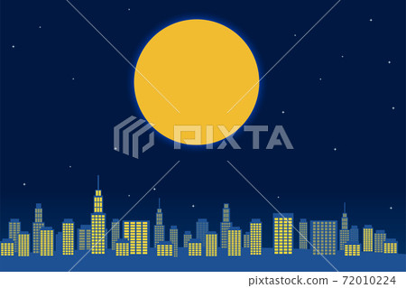 Skyscrapers in big cities, night sky and big... - Stock Illustration ...