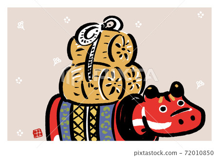 Ox year Japanese style New Year's card Akabeko design 72010850