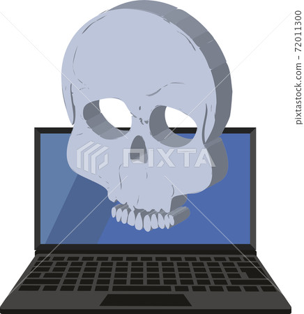 Skull mark and laptop illustration Skull mark and laptop illustration 72011300
