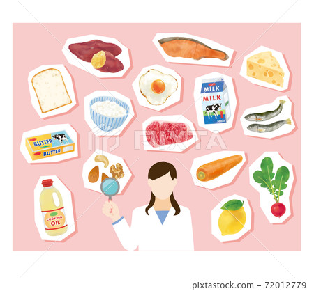 Fashionable vector illustrations of the five major nutrients and nutritionists 72012779