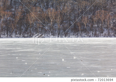 Akagiyama in winter Frozen lake surface pattern of Onuma 72013694