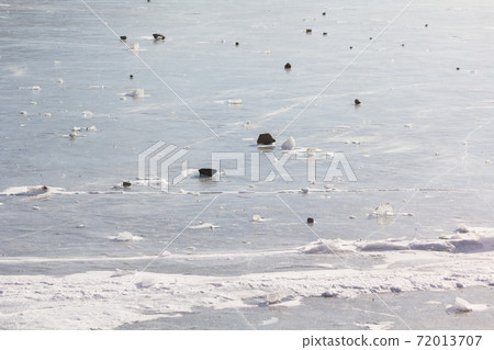 Akagiyama in winter Frozen lake surface pattern of Onuma 72013707