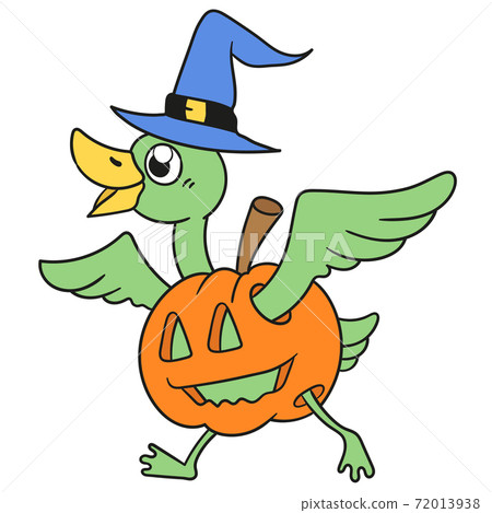 happy duck wearing halloween costume 72013938