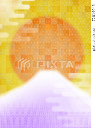 Cute new year's card background illustration of purple Mt. Fuji vertical 72014043