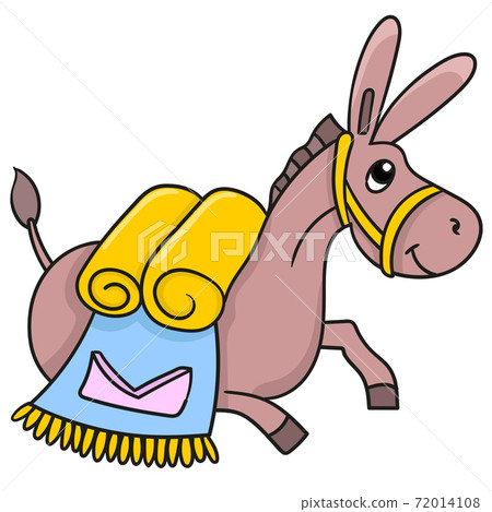 donkey carrying stuffs cartoon doodle 72014108