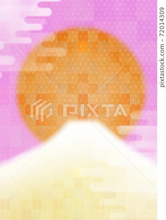 Cute new year's card background illustration of golden Mt. Fuji vertical 72014309