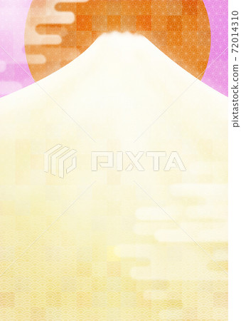 Graphic golden Mt. Fuji and New Year's card background illustration of the first sunrise Vertical Other color variations available 72014310