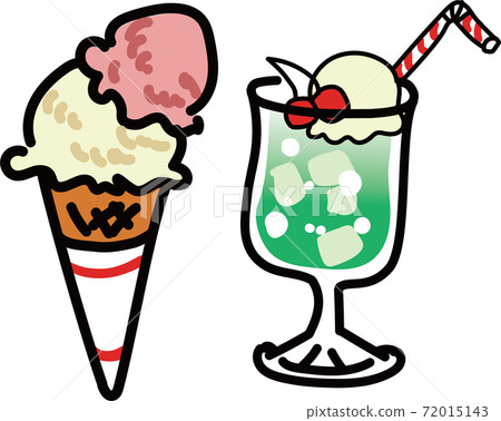 Illustration of ice cream and cream soda Illustration of ice cream and cream soda 72015143
