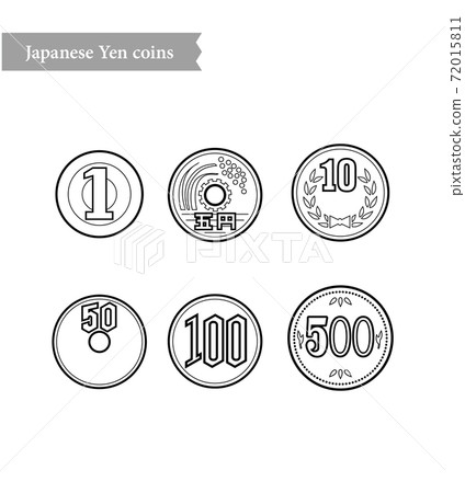 Black and white Japanese Yen coin bank illustration Black and white Japanese Yen coin bank illustration 72015811