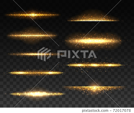 Gold glowing lines with light effects, vector 72017078