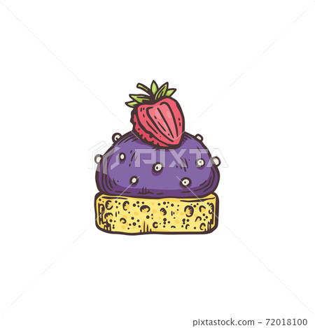 Sketch teatime dessert cupcake, flat cartoon vector illustration isolated Sketch teatime dessert cupcake, flat cartoon vector illustration isolated 72018100