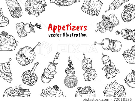 Appetizer food poster background - black and... - Stock Illustration  [72018186] - PIXTA