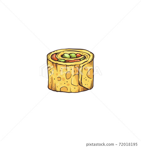 Small bite of roll or appetizer sketch cartoon vector illustration isolated. Small bite of roll or appetizer sketch cartoon vector illustration isolated. 72018195