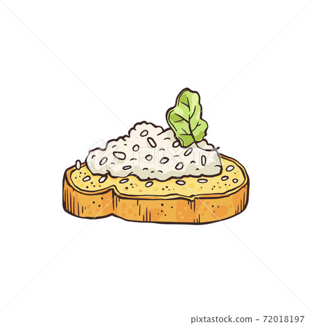Vector isolated hand drawn illustration of sandwich or appetizer. 72018197