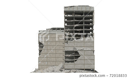 Ruined building isolated on white 3d illustration Ruined building isolated on white 3d illustration 72018833