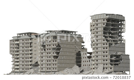 Ruined building isolated on white 3d illustration 72018837