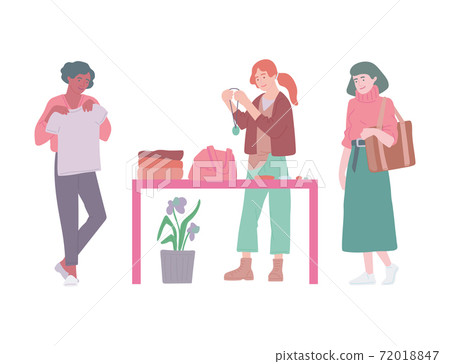 Vector flat illustration of fashion swap party or flea market. 72018847