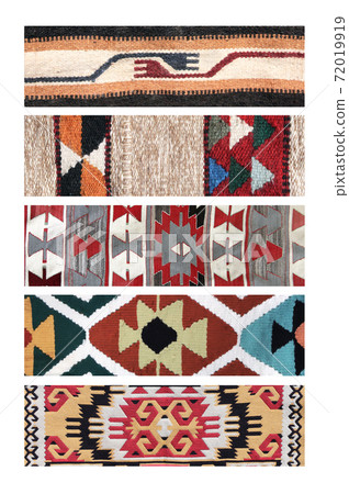 Set of banners with textures of berber traditional wool carpets 72019919
