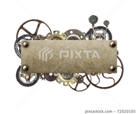 Metallic frame with vintage machine gears and cogwheel 72020105