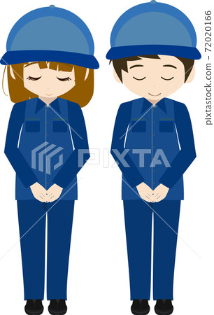 Illustration of a deliveryman bowing and bowing Illustration of a deliveryman bowing and bowing 72020166
