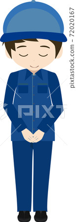 Illustration of a deliveryman who bows and bows Illustration of a deliveryman who bows and bows 72020167