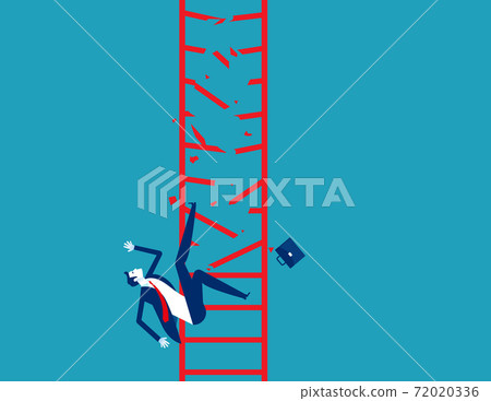 Businessman accidentally fell from the broken ladder. Accident and Disaster for working Businessman accidentally fell from the broken ladder. Accident and Disaster for working 72020336