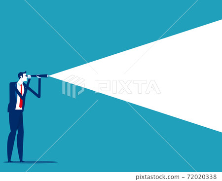 Businessman using telescope to look into the distance. Business vision concept Businessman using telescope to look into the distance. Business vision concept 72020338