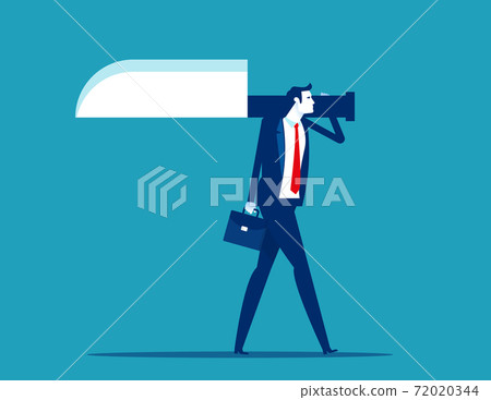 Businessman walking and holding big knife. Stronger concept Businessman walking and holding big knife. Stronger concept 72020344