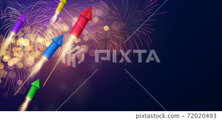 firework and christmas themed Celebration party Happy New Year background design. 72020493