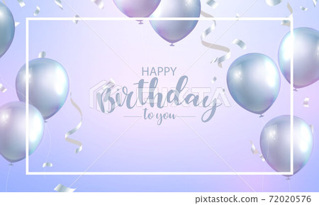 birthday Celebration frame party banner with gray balloons background. Sale Vector illustration. Grand Opening Card luxury greeting rich. 72020576