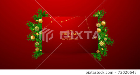 Merry Christmas and Happy New Year background. Celebration background template with ribbons. luxury greeting rich card. 72020645