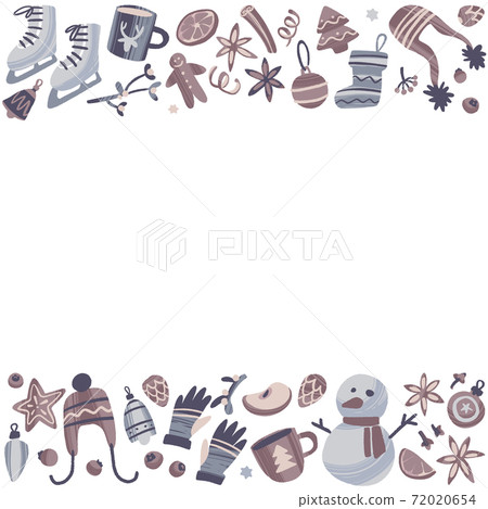 Merry Christmas and Happy New Year decorative frame. 72020654