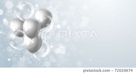 Celebration frame party banner with gray balloons background. Sale Vector illustration. Grand Opening Card luxury greeting rich. 72020674