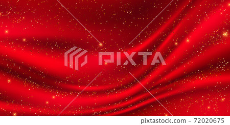 Abstract gradients, fabric red waves banner template background. Golden glitter 72020675