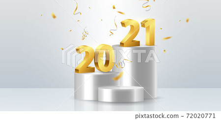 Happy New Year 2021 background. Greeting card design template gold. Celebrate brochure or flyer. Happy New Year 2021 background. Greeting card design template gold. Celebrate brochure or flyer. 72020771