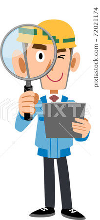 Male construction worker checking and investigating 72021174