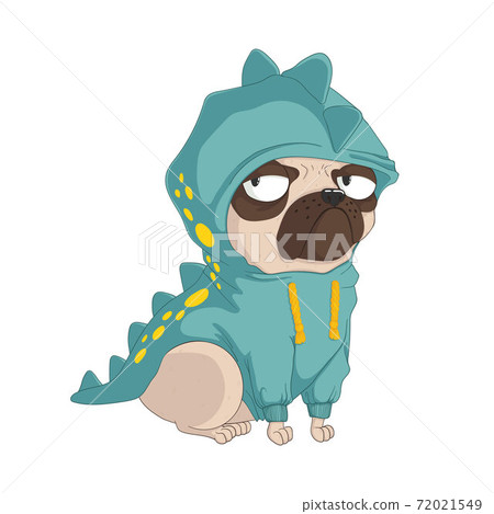 Cute pug dog wearing funny dinosaurs costume.... - Stock Illustration  [72021549] - PIXTA
