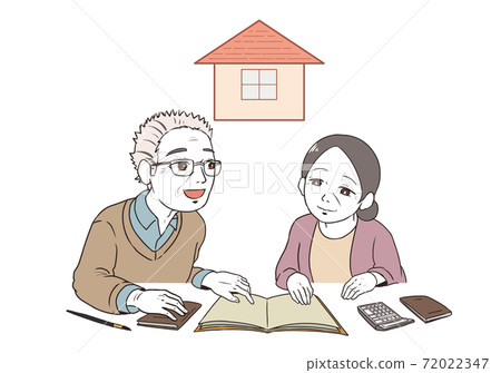 An elderly couple thinking about a one-story building 72022347