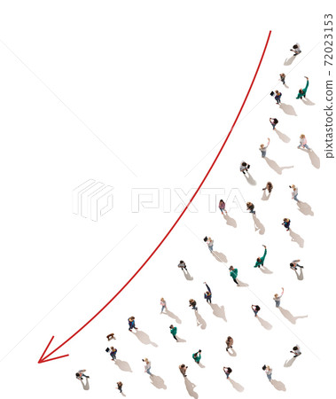 Aerial view of crowd people connected by lines, social media and communication concept 72023153
