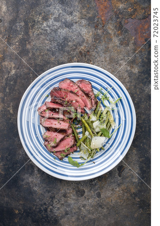 Traditional Italian barbecue dry aged fillet steak with vegetable 72023745