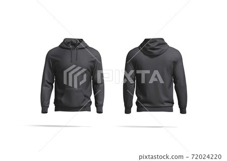 Blank black hoodie with hood mockup, front and back view Blank black hoodie with hood mockup, front and back view 72024220