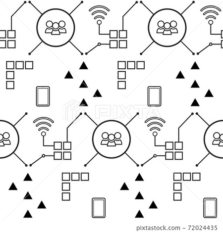 Seamless geometric pattern with the image of the internet, connection, phone. Vector design for web banner, business presentation, brand package, fabric, print, wallpaper 72024435
