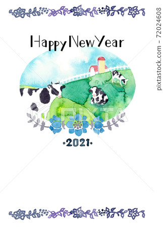Ranch watercolor New Year's card Ranch watercolor New Year's card 72024608